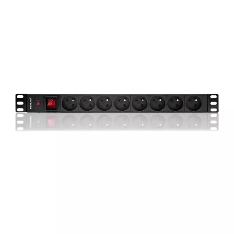 Qoltec 53996 Listwa zasilająca do RACK 19 | 1U | 16A | PDU | 8xFRENCH | 2m