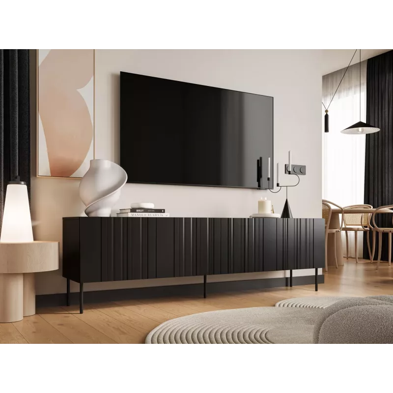 Cama szafka RTV ISLA 200x40x60 mat czarny