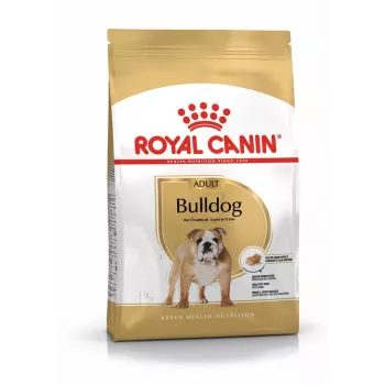 Sucha karma dla psa Royal Canin Bulldog Adult 12 kg — dla dorosłych buldogów, smak kurczaka, 24% białka, 14% tłuszczu