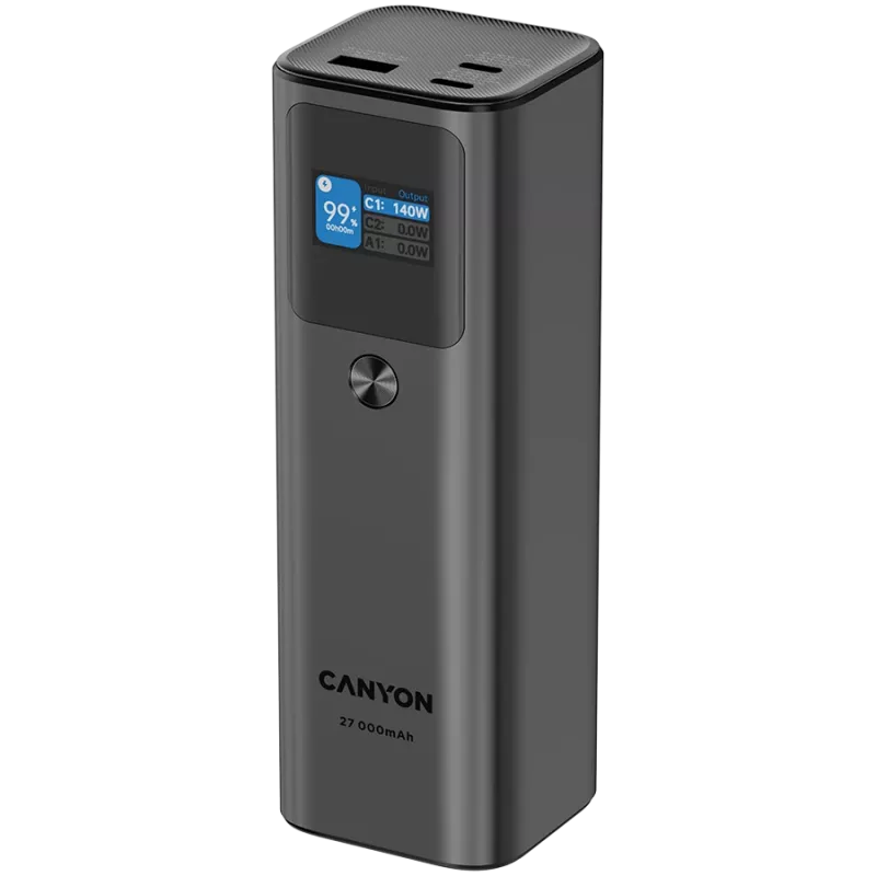 Canyon PB-2010 - Powerbank - Li-Pol - 27.000 mAh - Wyświetlacz cyfrowy - 2xUSB-C + 1xUSB-A - Power