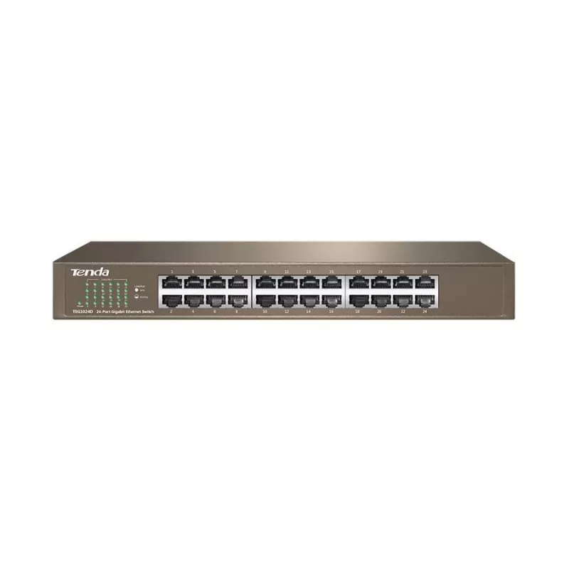 Niezarządzalny przełącznik TENDA TEG1024D 24-portowy Gigabit Ethernet, 48 Gbps, tabela MAC 8000, niebieski