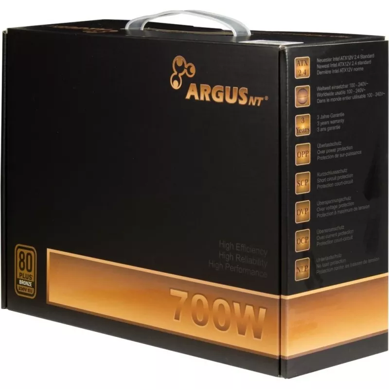 INTER-TECH ArgusNT BPS-700 Zasilacz 120mm wentylator Aktywny PFC 6xSATA 4x PCI-E 6+2 2x 4+4pin 80+ Bronze 230V EU (88882179)