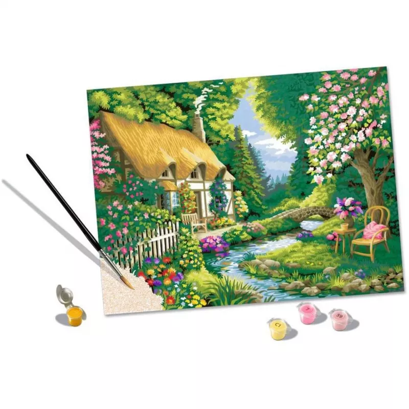 Ravensburger CreArt zestaw do malowania po numerach Landhaus am Fluss (Domek nad rzeką)