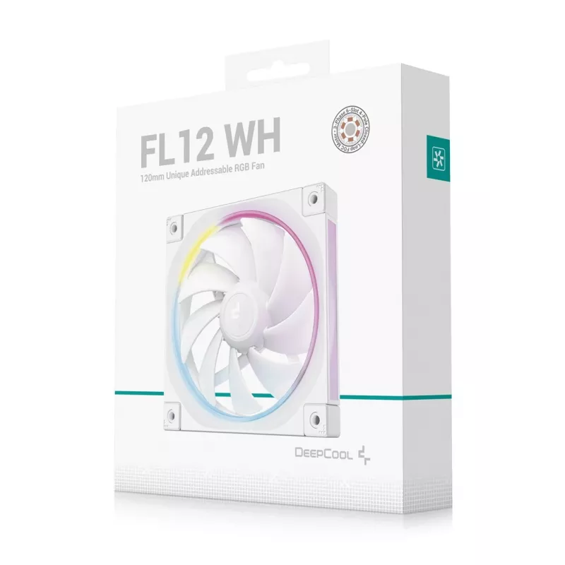 Wentylator do obudowy PC 120 mm DeepCool FL12 WH, biały, 2150 RPM, PWM, 55 CFM, 32 dB, FDB, 4-pin