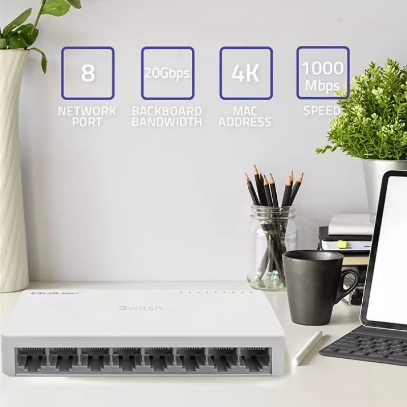 Przełącznik sieciowy Qoltec 8xRJ45 1000Mbps LAN