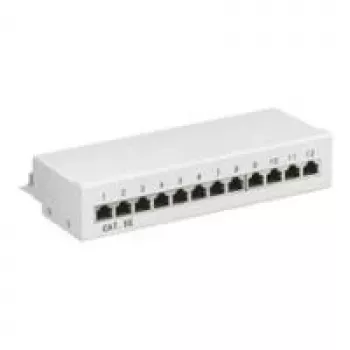 Wentronic Goobay CAT 5e Mini/Desktop Patch Panel, 12 Port, szary - STP Shielded, szary (93041)