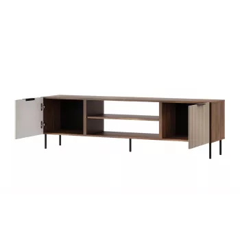 Szafka RTV Cama ALMERA 180,5×42×52,5 cm orzech/kaszmir – blat z płyty wiórowej, rama orzech