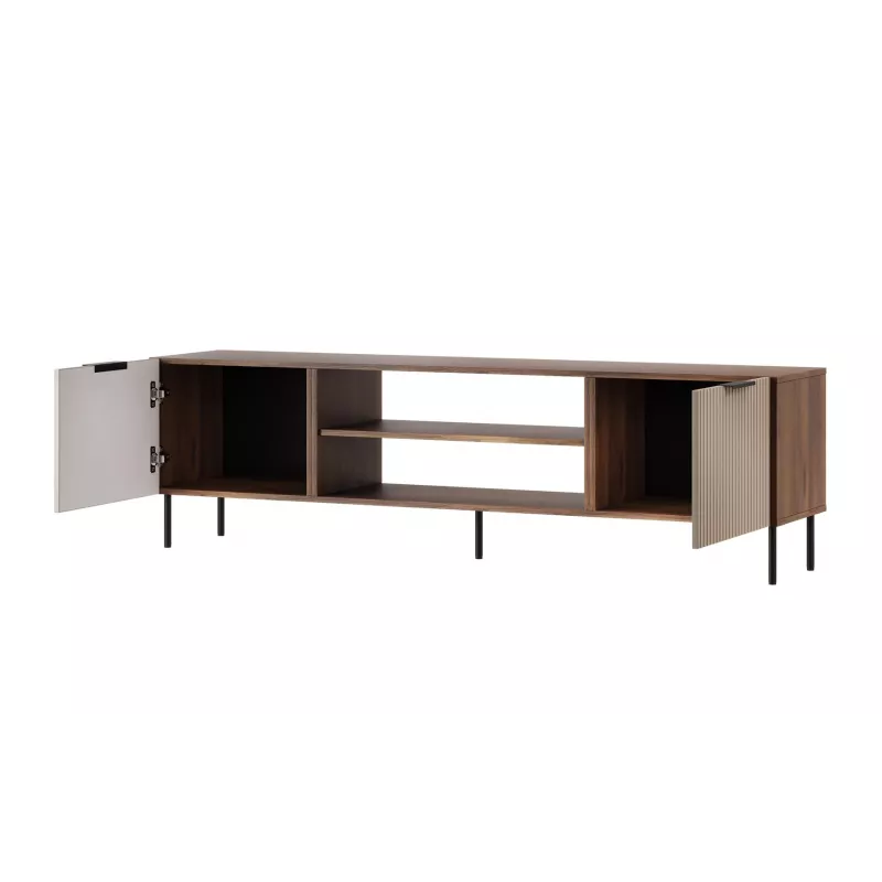 Szafka RTV Cama ALMERA 180,5×42×52,5 cm orzech/kaszmir – blat z płyty wiórowej, rama orzech