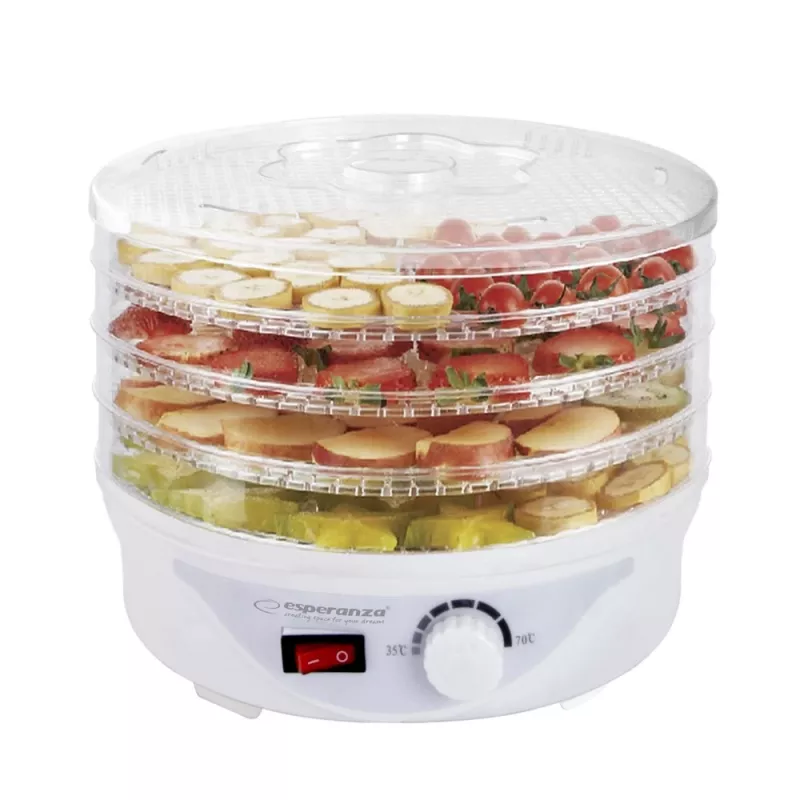 Suszarka do żywności Esperanza EKD003 Przezroczysta, Biała 250 W
