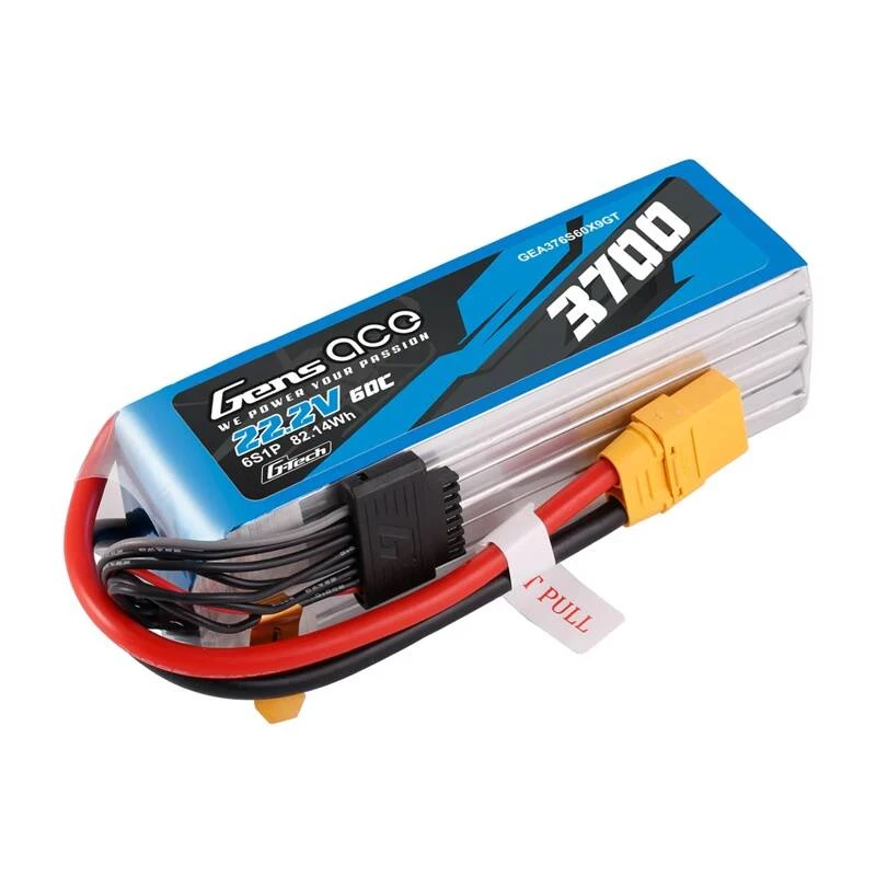 Bateria Gens ace GEA376S60X9GT 22,2 V LiPo wbudowana do modeli RC, 0,536 kg, czarna/niebieska/szara/biała