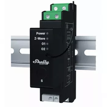 Sterownik rolet Shelly Wave Pro Shutter, czarny, obudowa z tworzywa sztucznego, 110–240 V AC, 50–60 Hz, 0,3 W, 19×69×94 mm