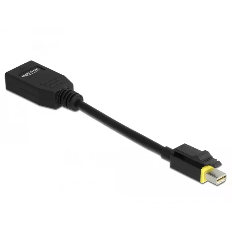 DeLOCK - Adapter DisplayPort - Mini DisplayPort (M) z zatrzaskiem na DisplayPort (W) - DisplayPort 1.4 - 15 cm - bezhalogenowy, obsługa 8K - czarny (65978)