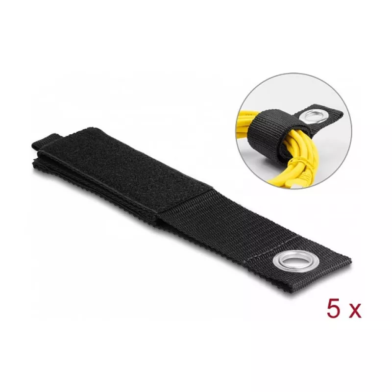 DeLOCK Wytrzymała opaska na rzep 508x50mm czarna 5 szt.