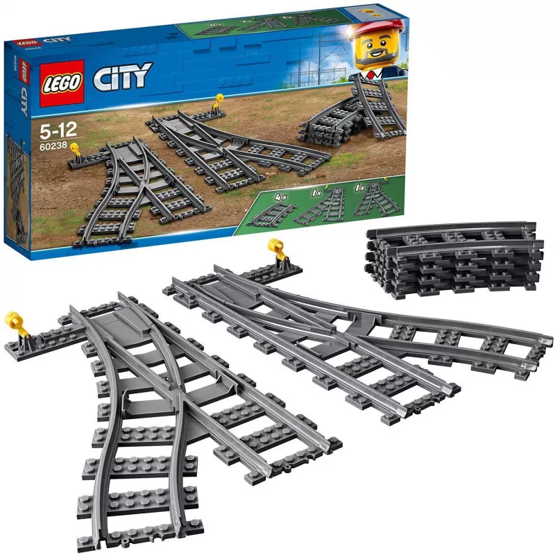 Zestaw klocków konstrukcyjnych LEGO City 60238 – zwrotnica kolejowa i akcesoria do zestawów