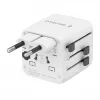 Uniwersalny podróżny adapter zasilania GEMBIRD TPA-INT-01-W — wejście 100–250 V, wtyk typu G, kompaktowe wymiary 84×56×85 mm