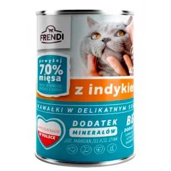 FRENDI z kawałkami indyka w delikatnym sosie - mokra karma dla kota - 400g