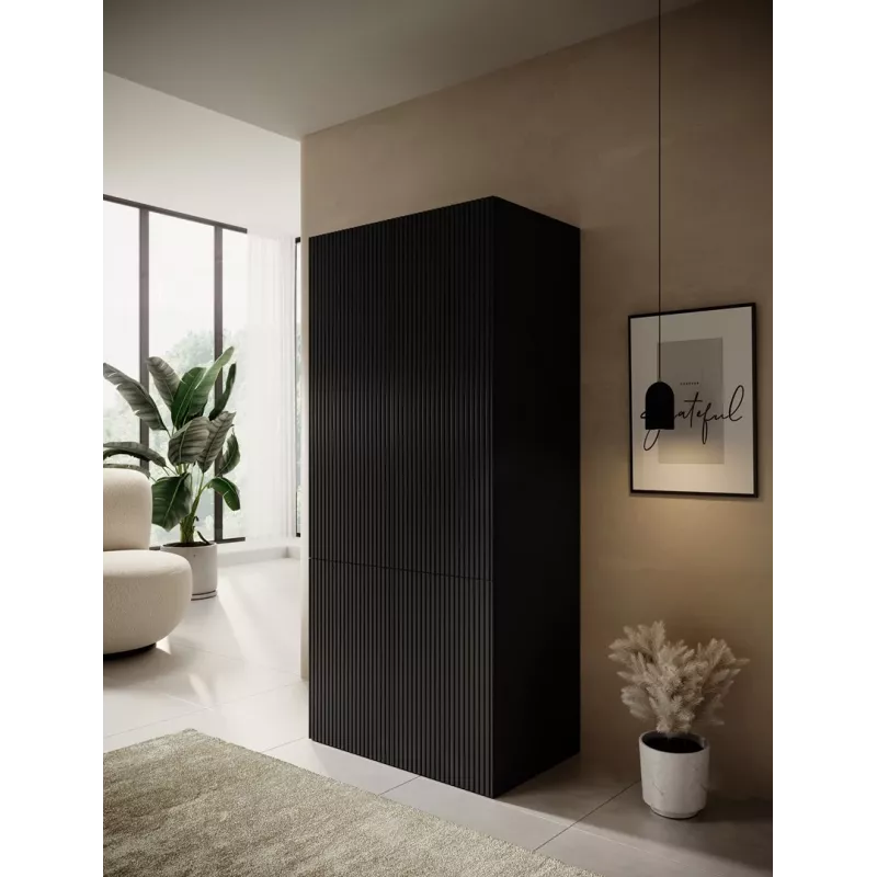 Szafa cama meble PAFOS 2D 90×55.5×198.5 cm Czarny mat — 2 półki