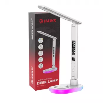 Lampa stołowa Hawk HW-LAMP03 Biała RGB — regulowana lampka biurkowa LED z oświetleniem RGB