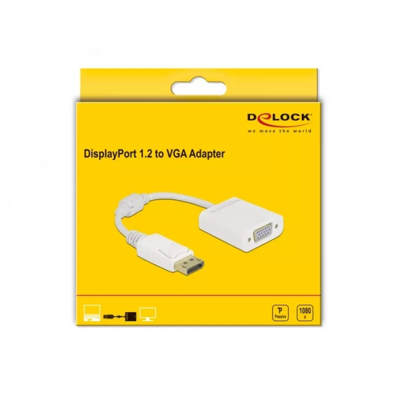 Adapter DisplayPort 1.2 męski na VGA żeński DeLOCK 61007