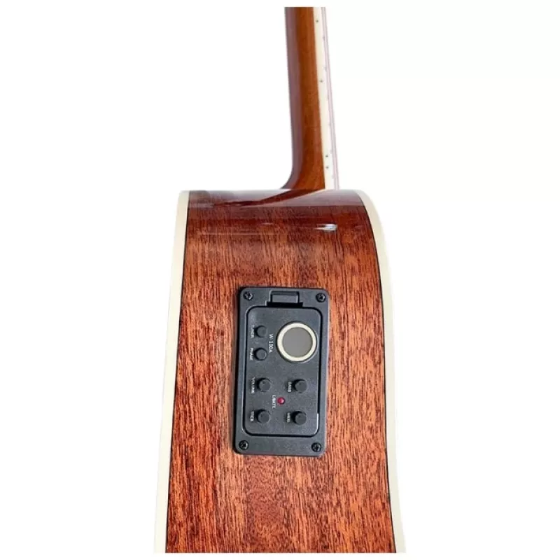 Gitara elektroakustyczna V-tone VEAG1 CE 4/4 Wood — pełnowymiarowy dreadnought, wycięcie, świerkowy top, mahoń tył i boki, wbudowany przedwzmacniacz