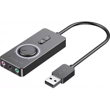 Zewnętrzna karta dźwiękowa USB 2.0 Vention CDRBF — 16-bitowa, 44,1–48 kHz, zasilana przez USB, kabel 1 m, wejście/wyjście liniowe