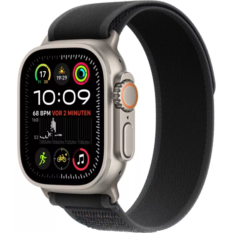 Pasek Apple 49mm Czarny Trail Loop M/L Naturalne wykończenie tytanowe