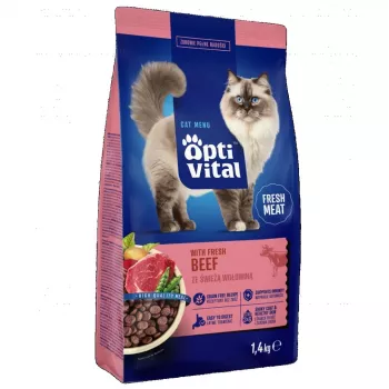 OPTIVITAL Z świeżą wołowiną - sucha karma dla kota - 1,4kg