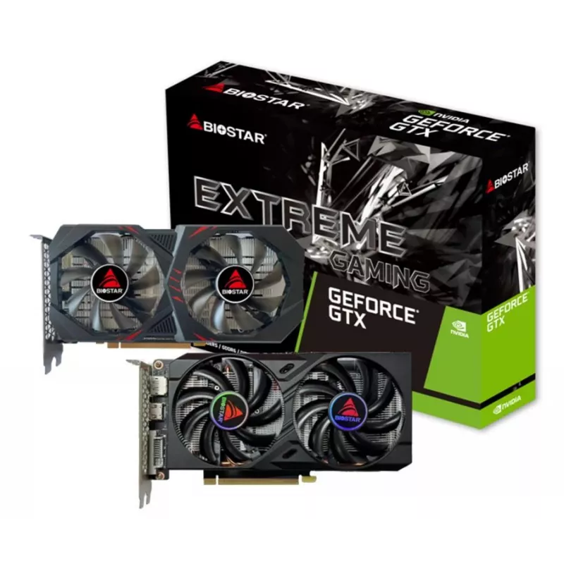 Karta graficzna BIOSTAR GeForce GTX 1660 Ti — 6 GB GDDR6, 192-bitowa, PCIe 3.0, dwa wentylatory