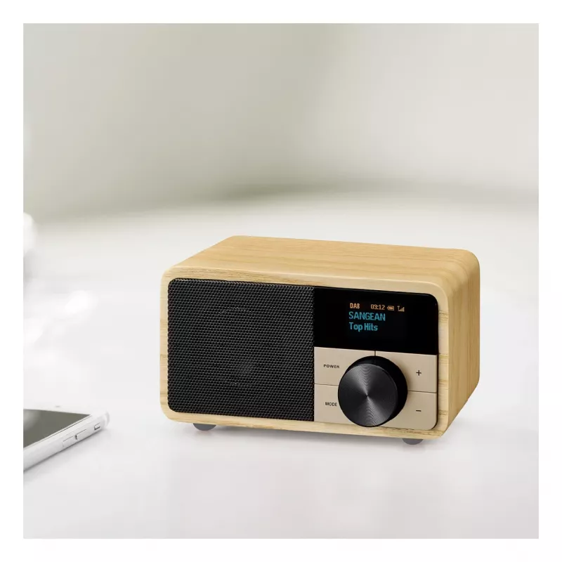 Radio stołowe Sangean DDR-7 Natural Wood FM AM Bluetooth, drewniana obudowa, tuner FM/AM, audio Bluetooth