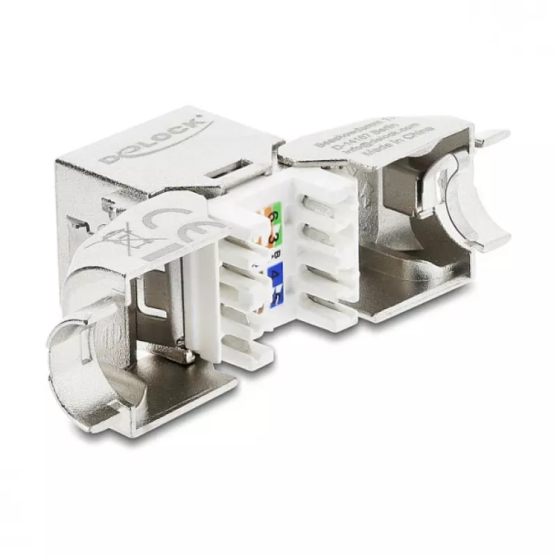 DELOCK Moduł Keystone RJ45 żeński na LSA Cat.6A beznarzędziowy 45° kątowy ekranowany z metalową zapadką