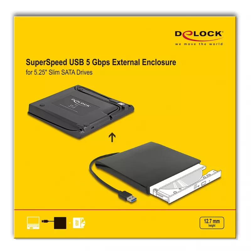 Obudowa HDD DeLOCK 42636 czarna 5,25 cala Micro SATA 5 Gbit/s