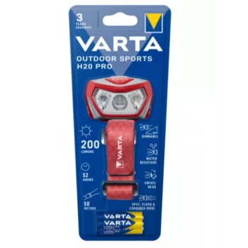 Latarka na pasku nagłownym Varta Outdoor Sports H20 Pro Szary Czerwony