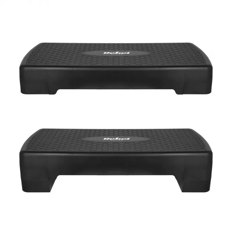 Stopień fitness Rebel Active 2-poziomowy, polipropylen, powierzchnia antypoślizgowa, 680×280 mm, regulacja wysokości ze wspomaganiem
