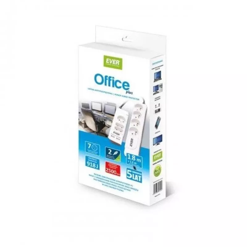OFFICE PLUS 7 GNIAZD 250 V biały (T/LZ06-OFP018/0000) - Ever