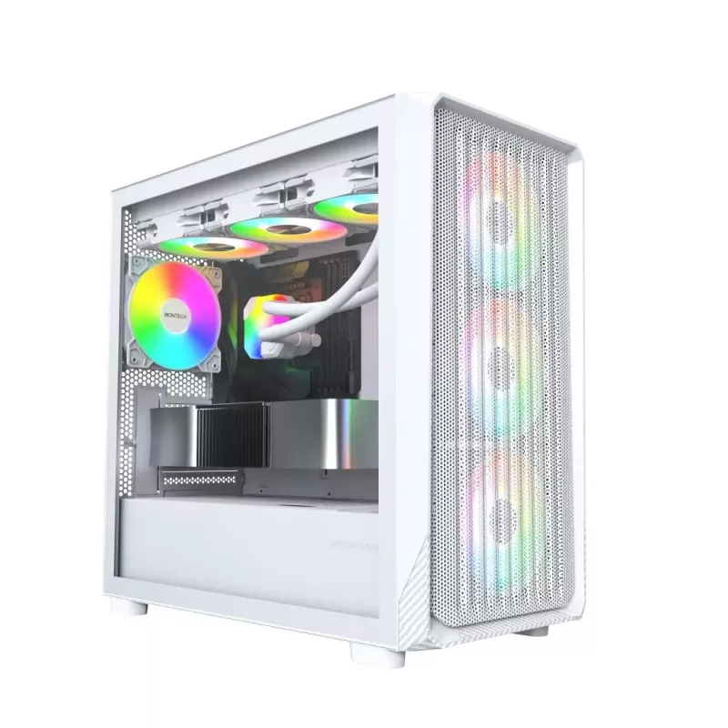 Obudowa PC Montech X5M (W) Micro Tower, biała — Micro-ATX/Mini-ITX, obsługa zasilacza ATX, 3x120 mm przód, 1x120 mm tył, 2 zatoki 3,5 cala, 4 zatoki 2,5 cala