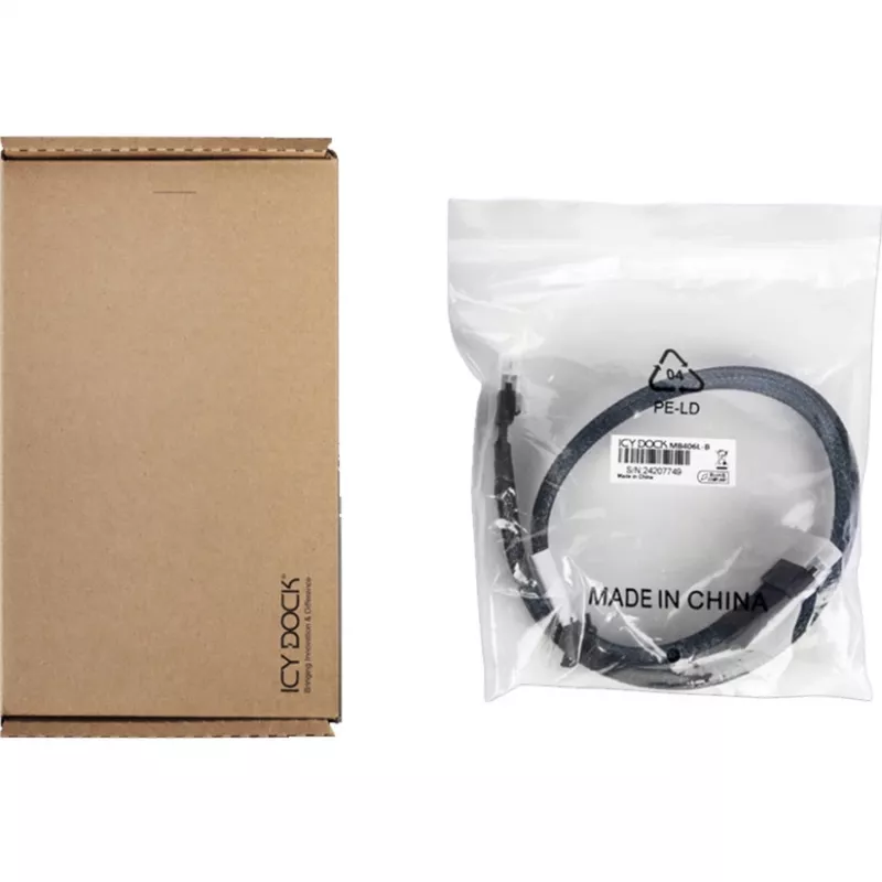 ICY DOCK - MB4026L-B - Kabel SlimSAS 4i SFF-8654 na OCuLink 4i SFF-8611 – 0,5 m