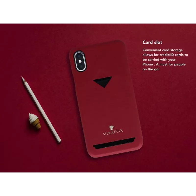 Tylna obudowa z kieszonką na kartę VixFox do Samsunga S9 — rubinowoczerwone ochronne etui z kieszonką na kartę