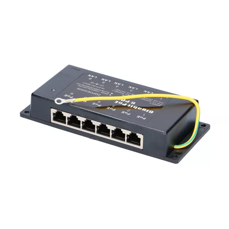 PoE Injector Extralink Gigabit 6 Port 6x 1000Mb/s RJ45