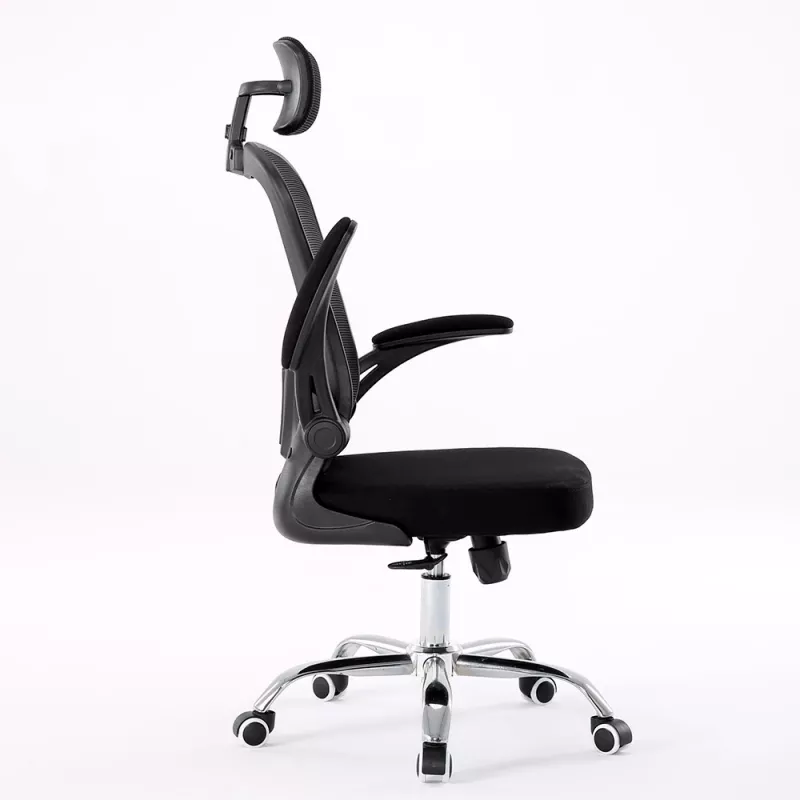 Fotel biurowy top e shop DORY CZERŃ — wyściełane siedzisko, oparcie z siatki, 650×620 mm, wysokość do 122 cm