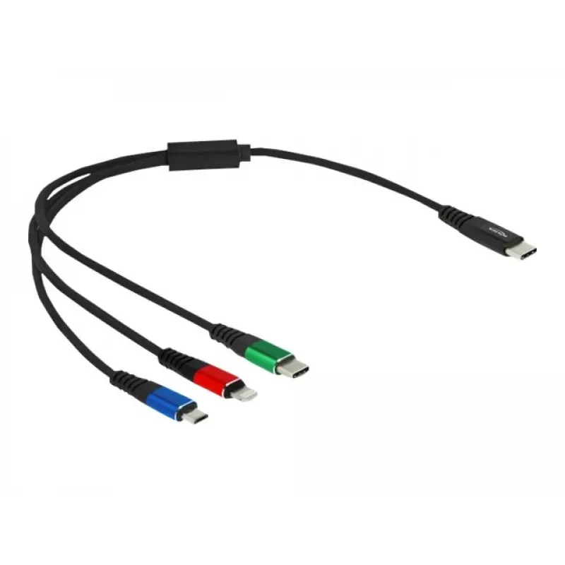 Kabel ładujący DELOCK 3 w 1 USB Type-C Lightning Micro USB 30 cm