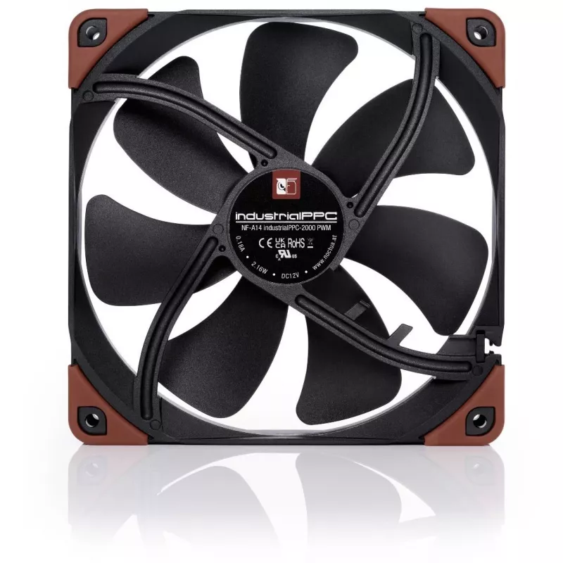 Wentylator Noctua NF-A14 INDUSTRIALPPC-2000 PWM, 140x25 mm, 12V, PWM, 500–2000 RPM, 182.5 m³/h, IP52, łożysko SSO