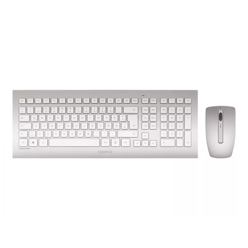CHERRY DW 8000 klawiatura Mysz w zestawie Biurowa RF Bezprzewodowa QWERTZ Niemiecki Srebrny, Biały