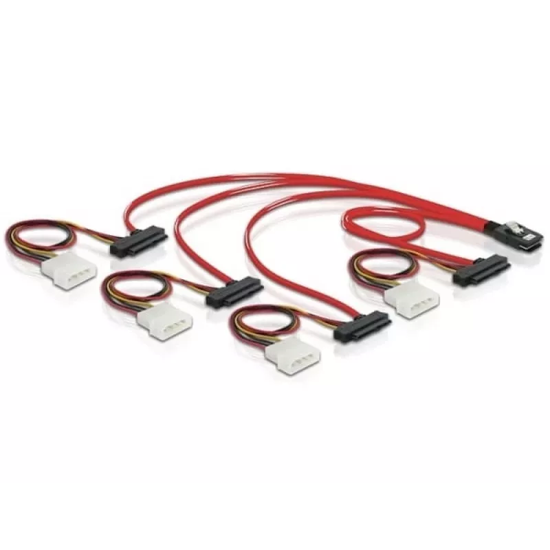 DeLOCK - Wewnętrzny kabel SAS (Serial Attached SCSI) - 4-torowy - 36 pin 4i Mini MultiLane - Wewnętrzne zasilanie, 4-pin, wewnętrzny SAS, 29-pin (SFF-8482) - 50 cm (83059)
