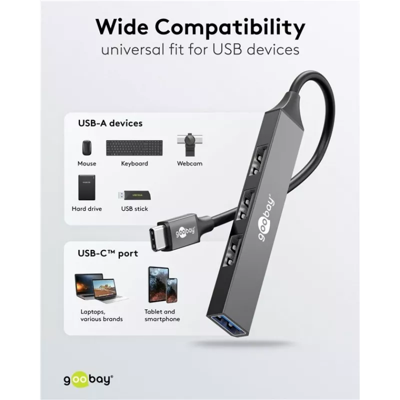 Goobay Slim 4-Port USB-Hub, USB-C™ na USB-A, USB 3.2 (74457)