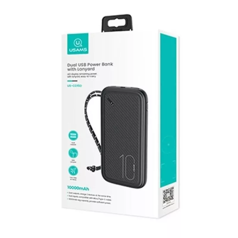 Przenośny powerbank USAMS PB56 10000mAh 2xUSB / USB-C / MicroUSB szybkie ładowanie
