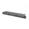 Patch panel 1U LANBERG PPS5-1024-B — 24-port RJ-45 Cat5, metal, czarny, montaż w szafie rack