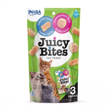 INABA Juicy Bites Homestyle bulion i kalmary - przysmaki dla kota - 3x11,3 g