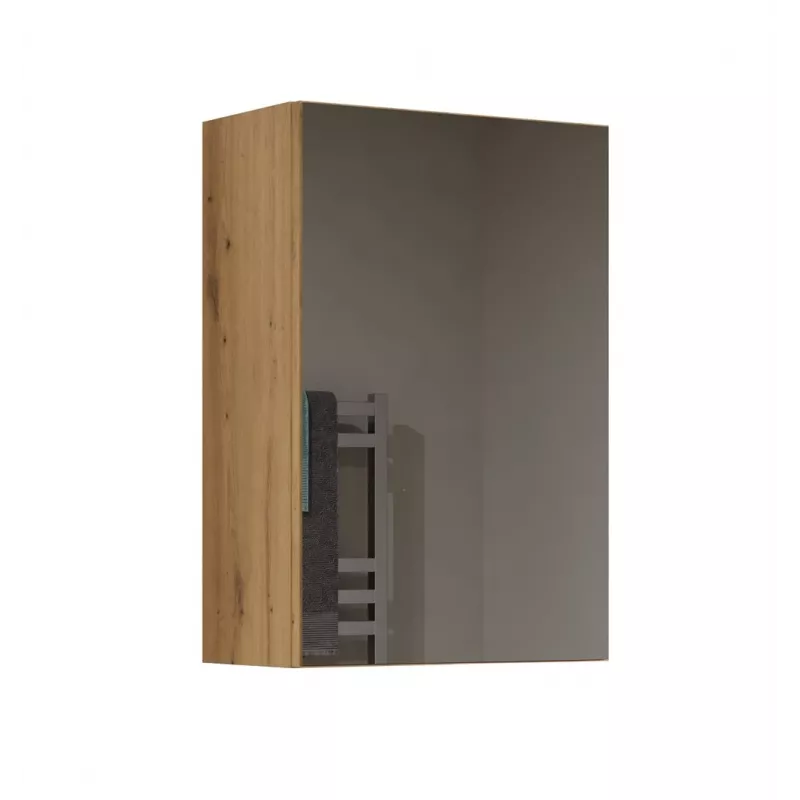 Szafka łazienkowa wisząca top e shop POLA 1DL ARTISAN — rama w kolorze dębu, 400×220×600 mm, 3 półki