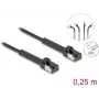 Kabel sieciowy DeLOCK RJ45 cienki Cat.8.1 U/FTP 0,25 m Czarny