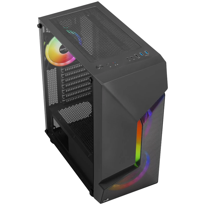 Aerocool Scape-G-BK-v2 Midi-Tower, szkło hartowane, FRGB - czarny